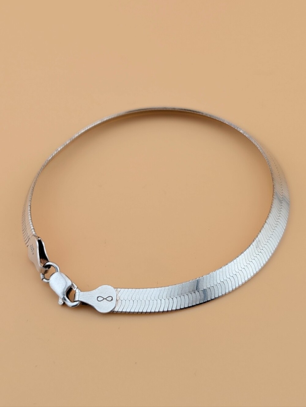 Vintage 925 Sterling Silver Italy Herringbone Chain Bracelet
